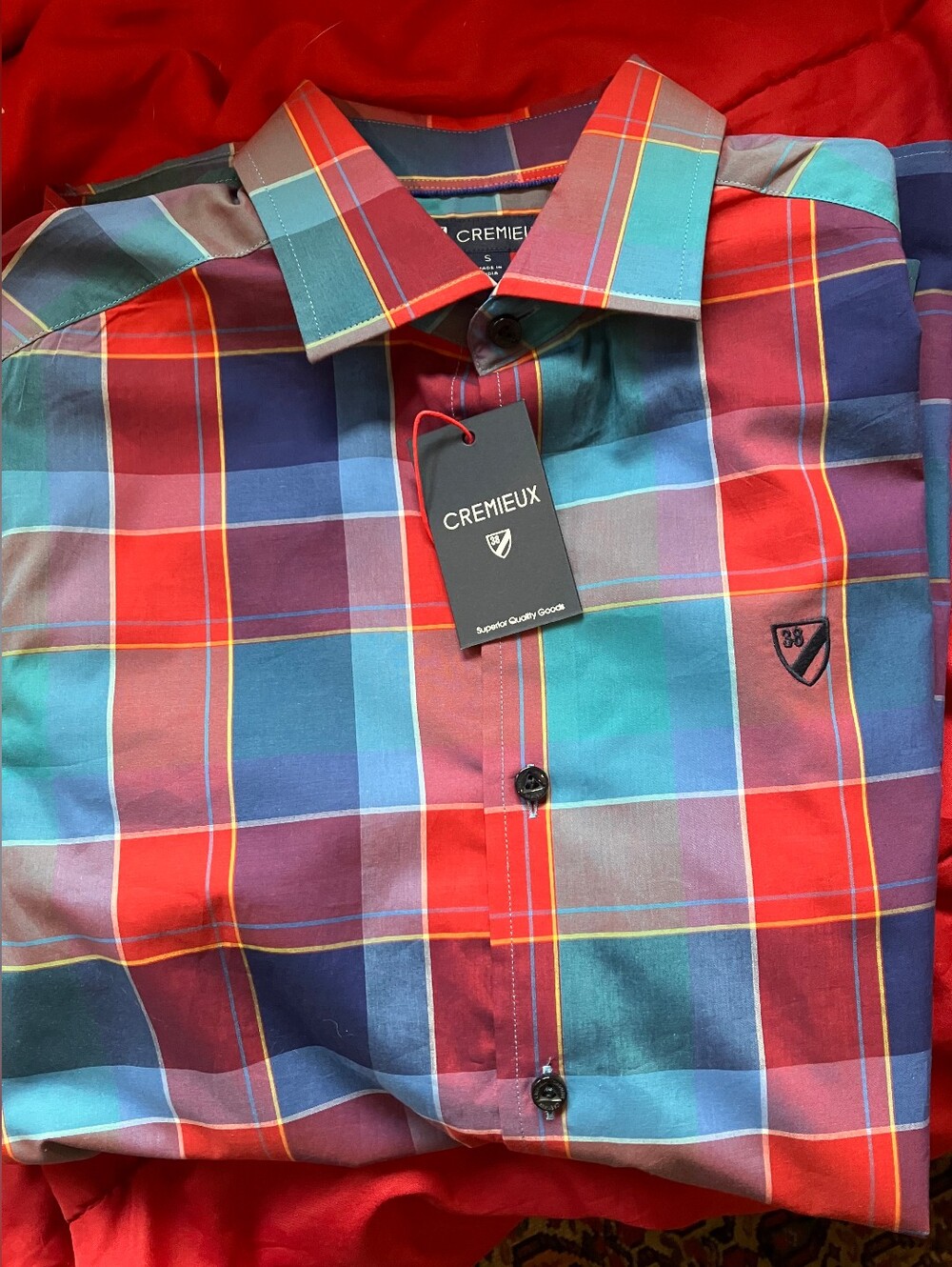 Daniel Cremieux Multicolor Plaid Button-Down Shirt — Red, Blue, Teal, Purple